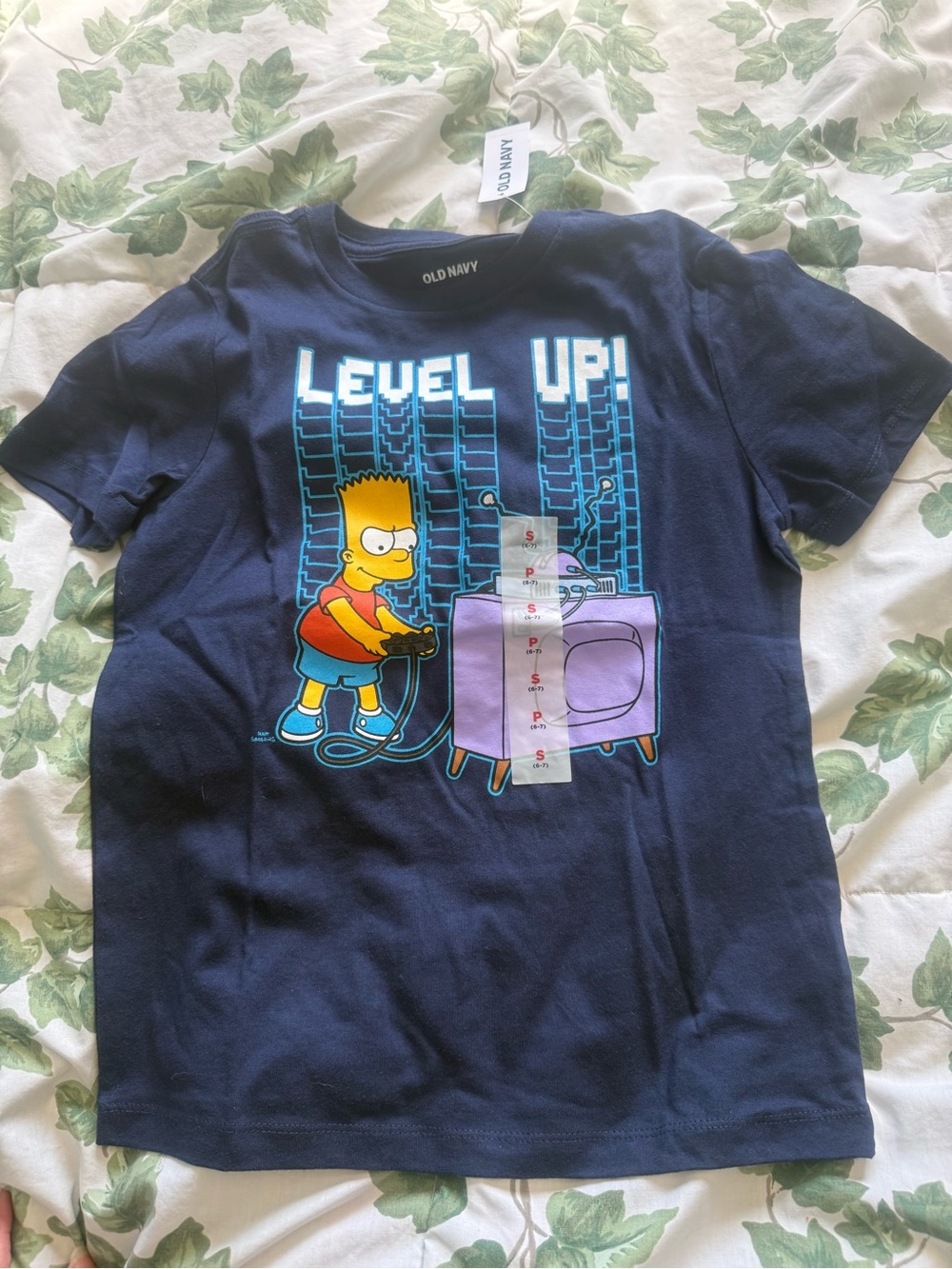 Old Navy Navy 'Level Up' Bart Simpson Gaming Graphic Tee NWOT